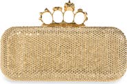 McQueen Long Knuckle Crystal Embellished Suede Clutch