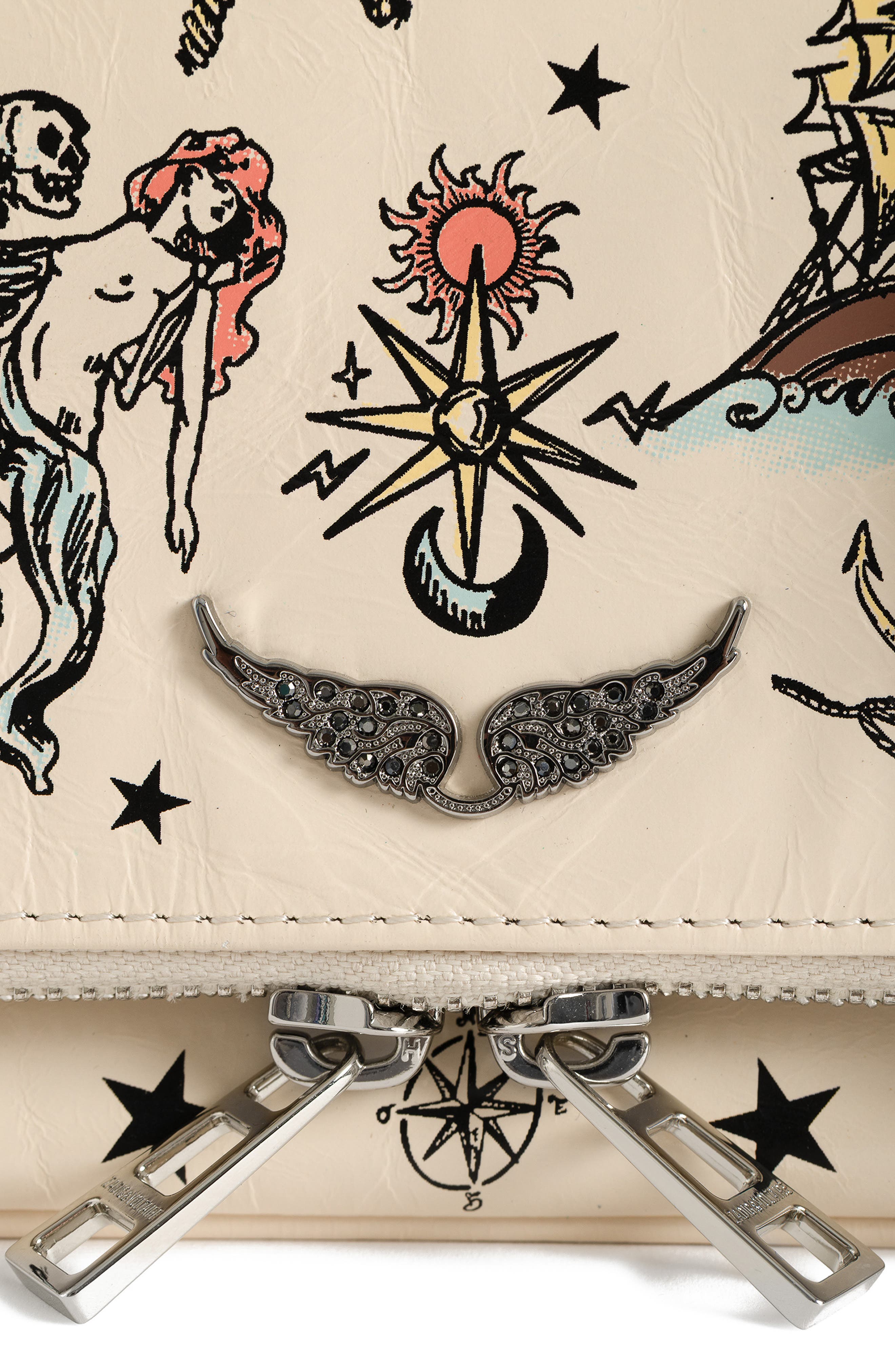 Rock Nano Tattoo Leather Clutch, Alternate, color, FLASH