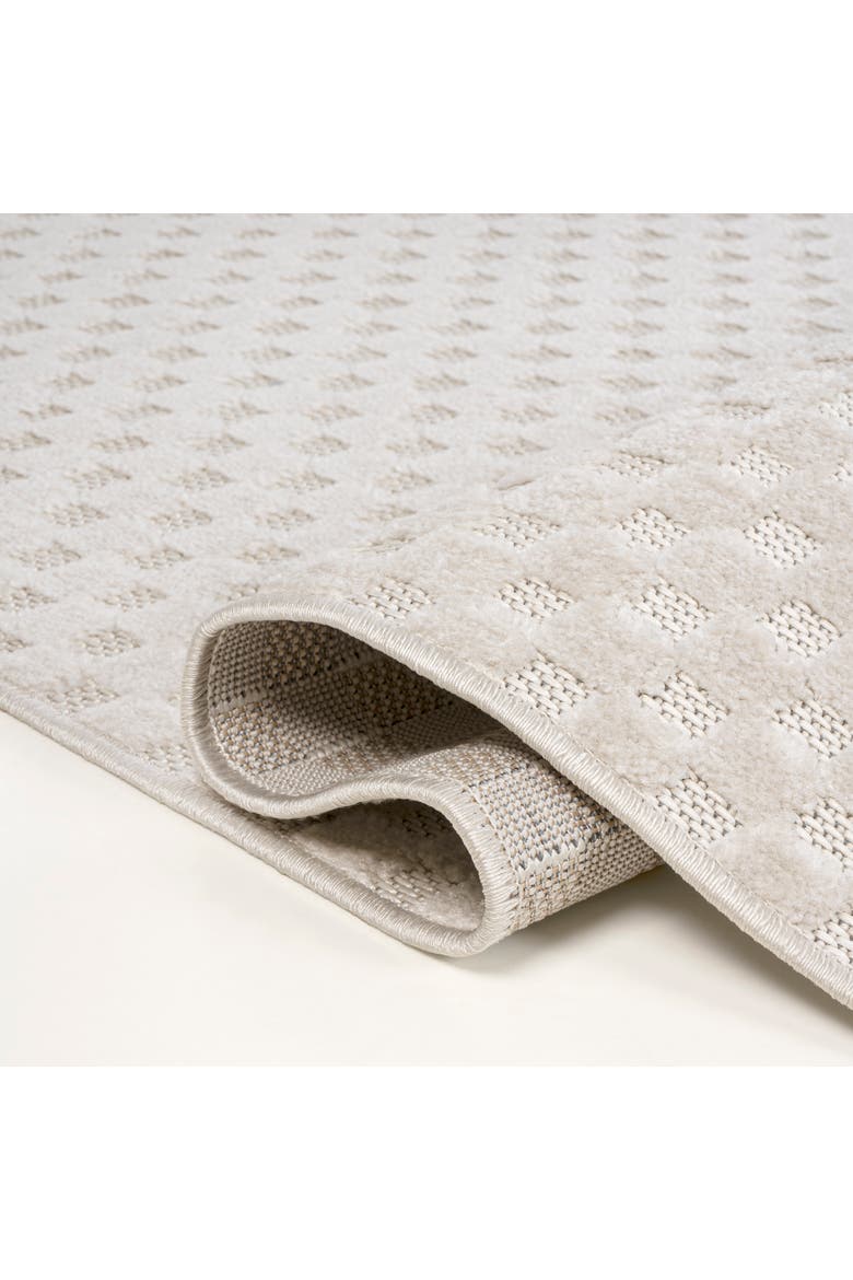 Finn High-Low Modern Minimalist Checkered Monotone Area Rug, Alternate, color, Ivory/Cream
