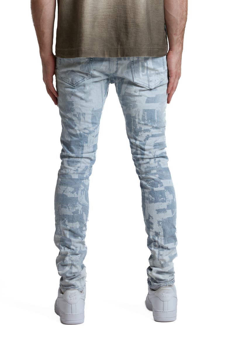 PURPLE BRAND Grunge Print Skinny Fit Stretch Jeans, Alternate, color, Light Indigo