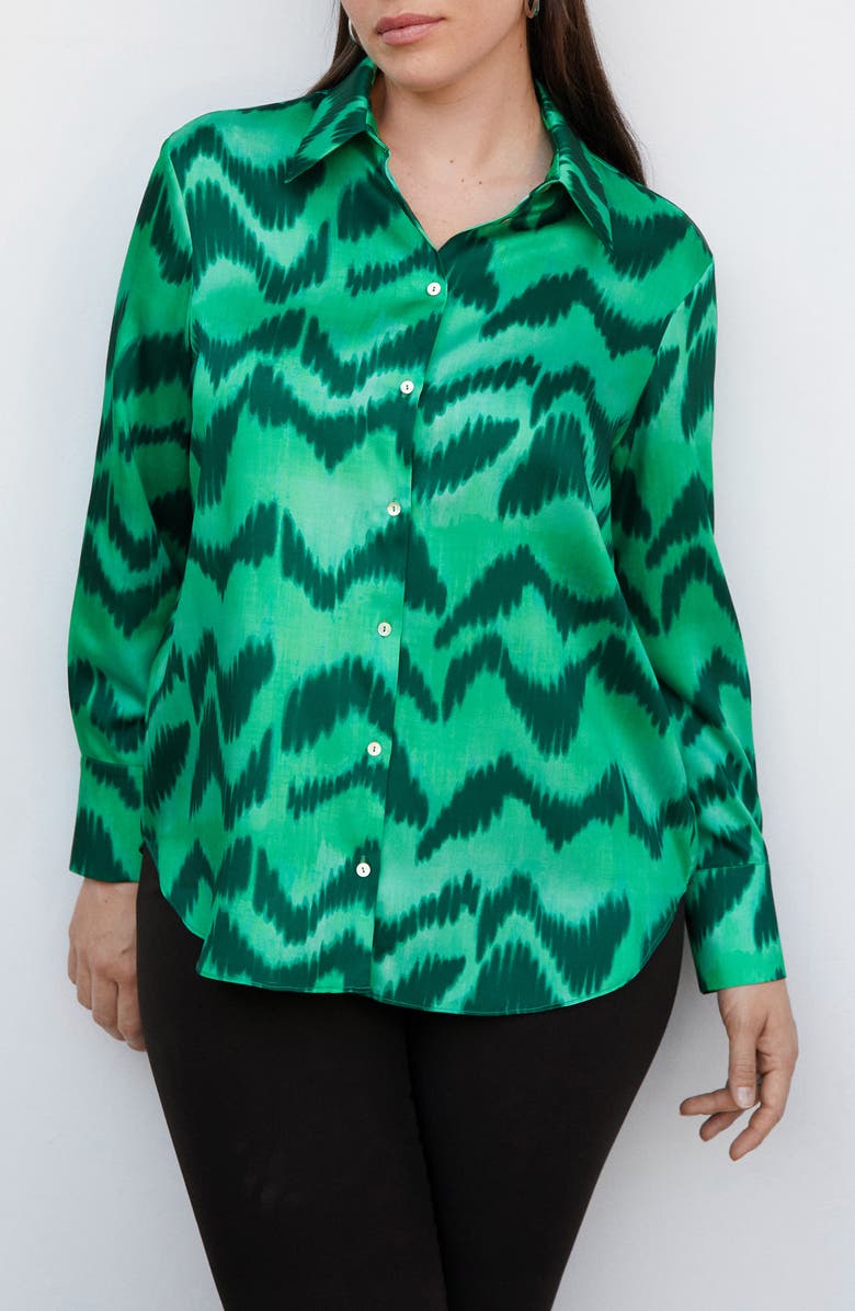 MANGO Satin Button-Up Shirt, Alternate, color, 