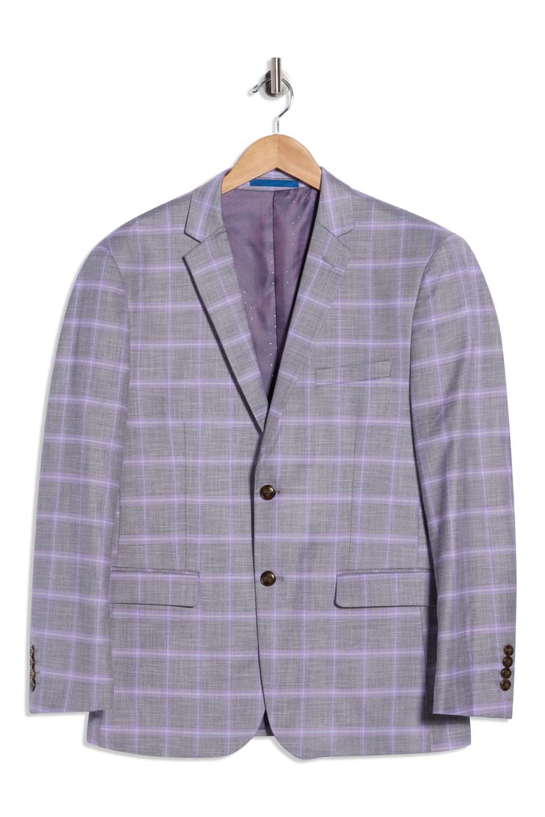 Slim Fit Windowpane Blazer, Alternate, color, GREY