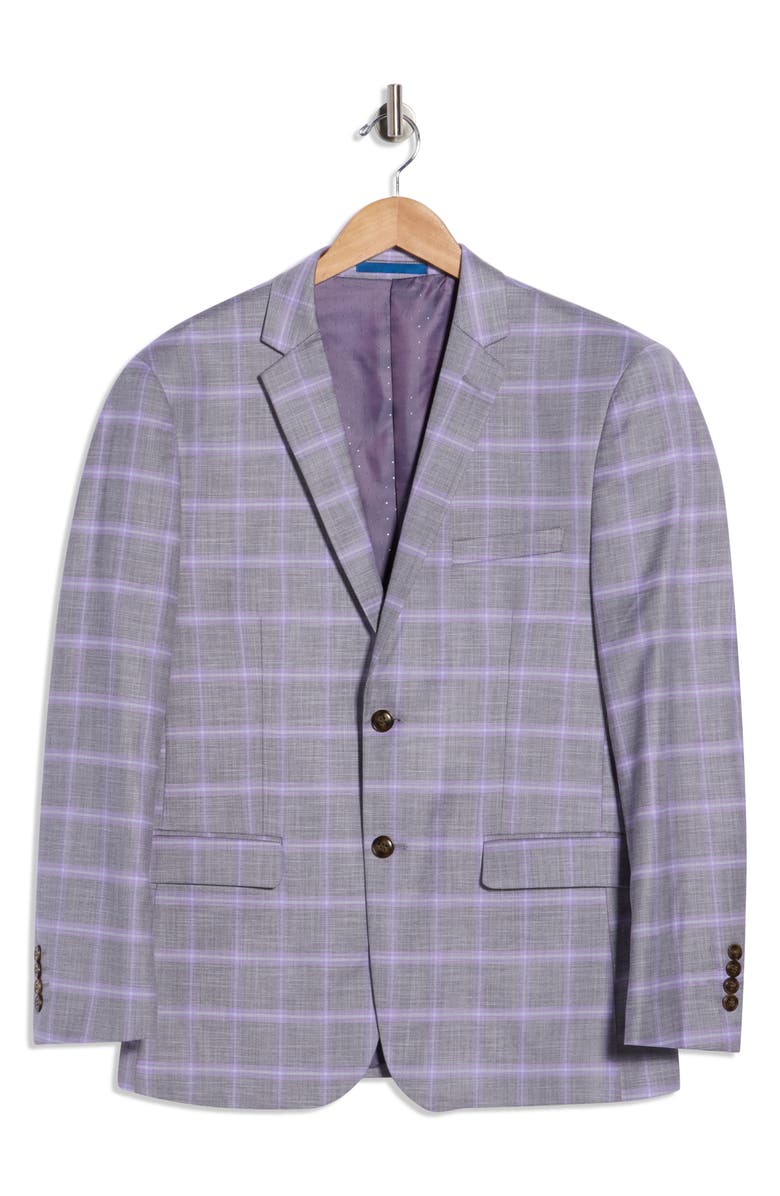 Gino Vitale Slim Fit Windowpane Blazer, Alternate, color, Grey
