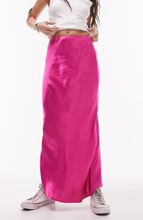 Bias Cut Satin Maxi Skirt