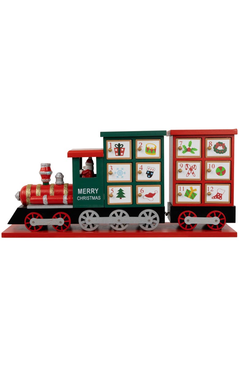 Northlight 16.5" Locomotive Train Wooden Christmas Advent Calendar, Main, color, Red
