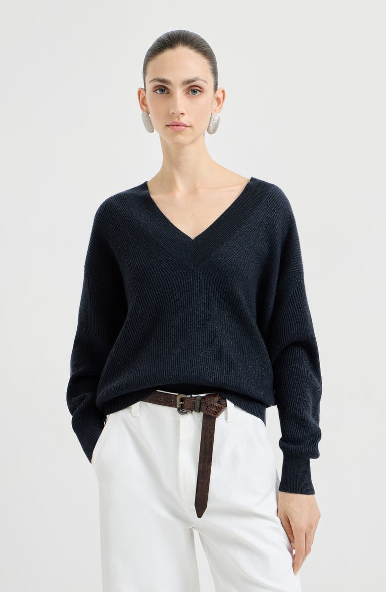 Brunello Cucinelli Sparkling cashmere sweater, Alternate, color, Blue