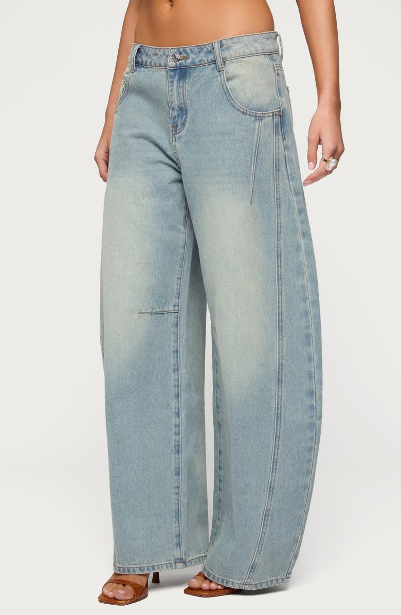 EDIKTED Ilara Low Rise Barrel Jeans, Alternate, color, 