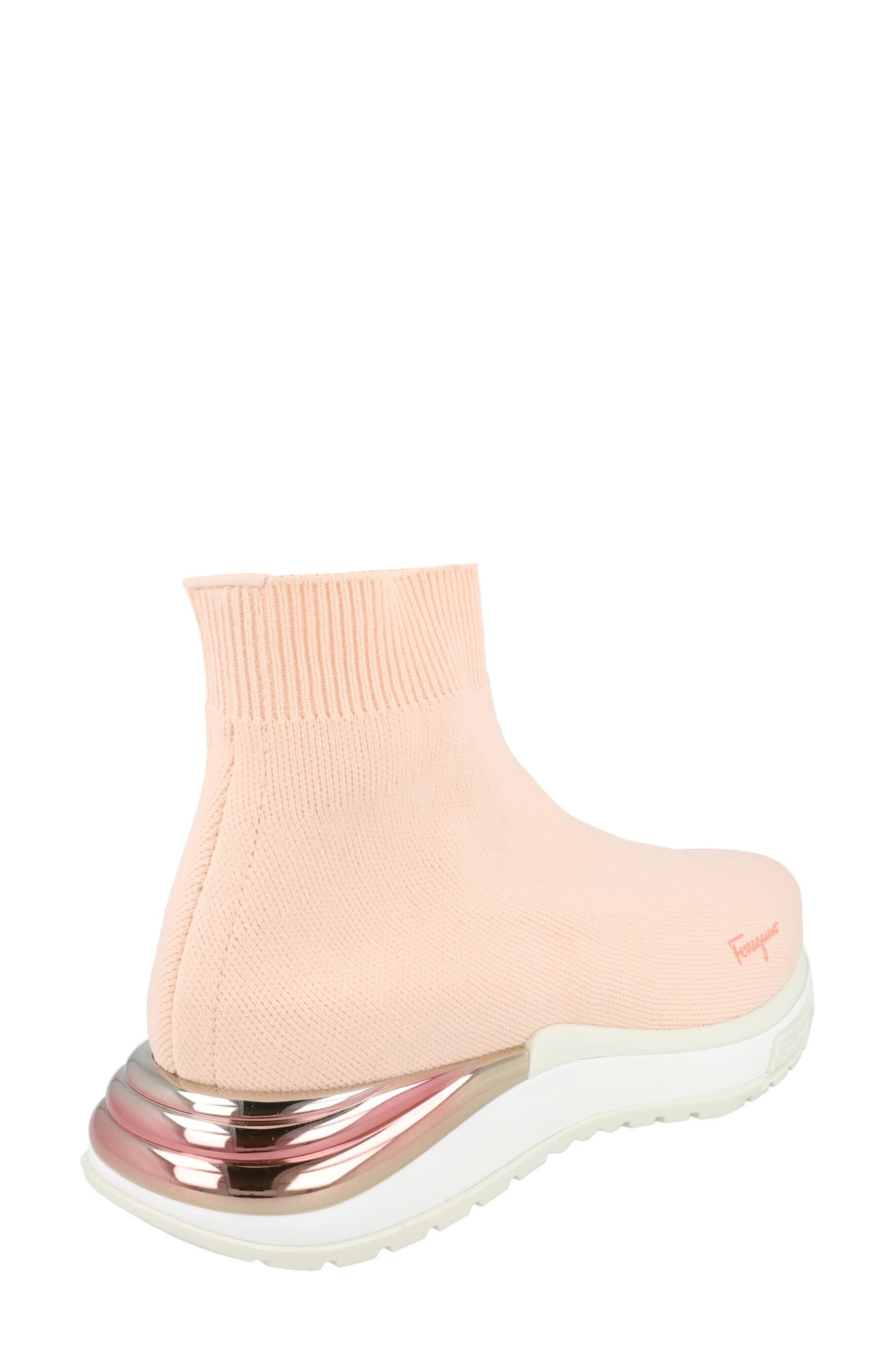 FERRAGAMO Ninette Knit Sock High Top Sneaker, Alternate, color, Pink