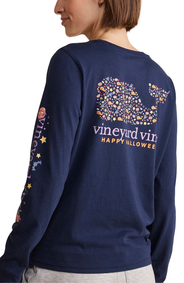 vineyard vines Halloween Icons Long Sleeve Cotton Graphic Pocket T-Shirt, Alternate, color,