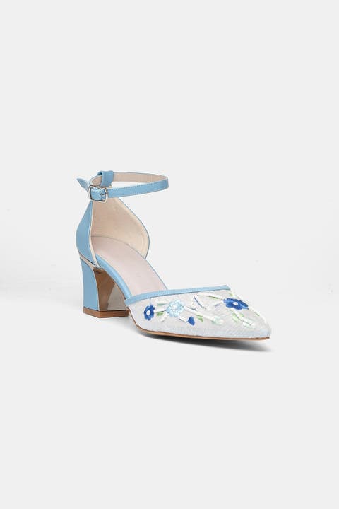 Lorelai Block Heel Embroidered Bridal Pump