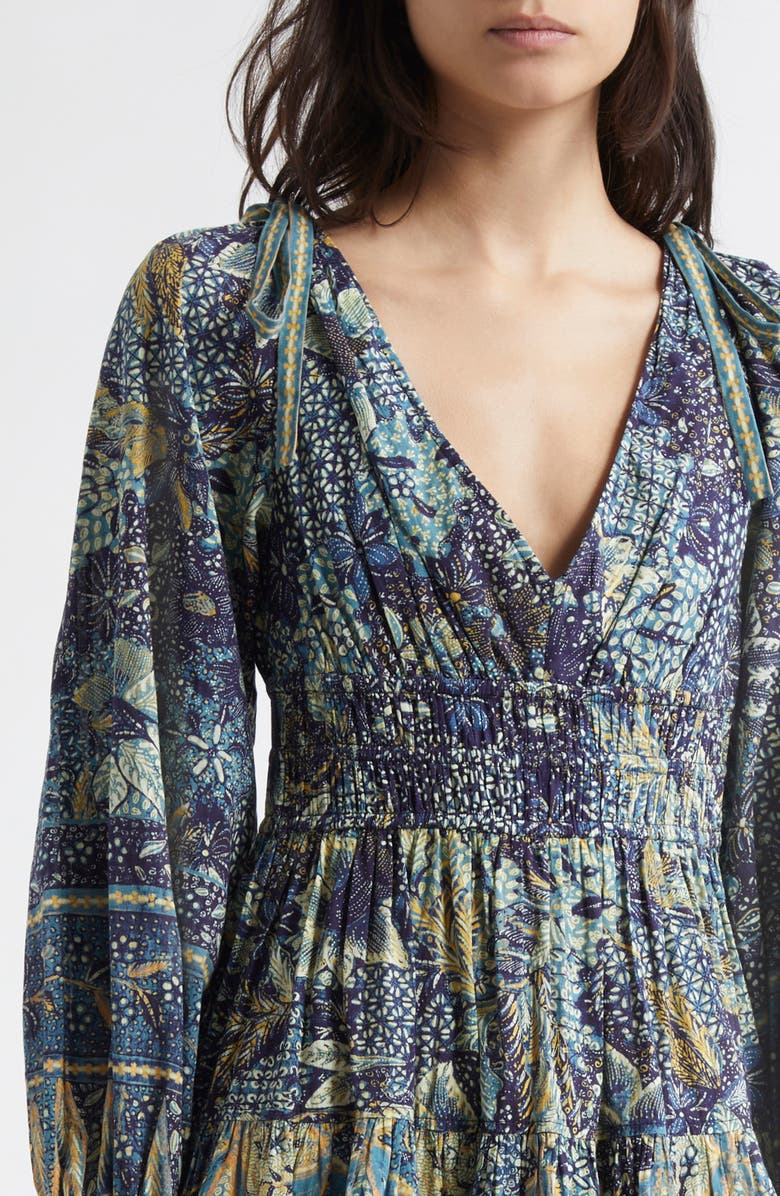 Ulla Johnson Anika Floral Print Long Sleeve Minidress, Alternate, color, Portofino