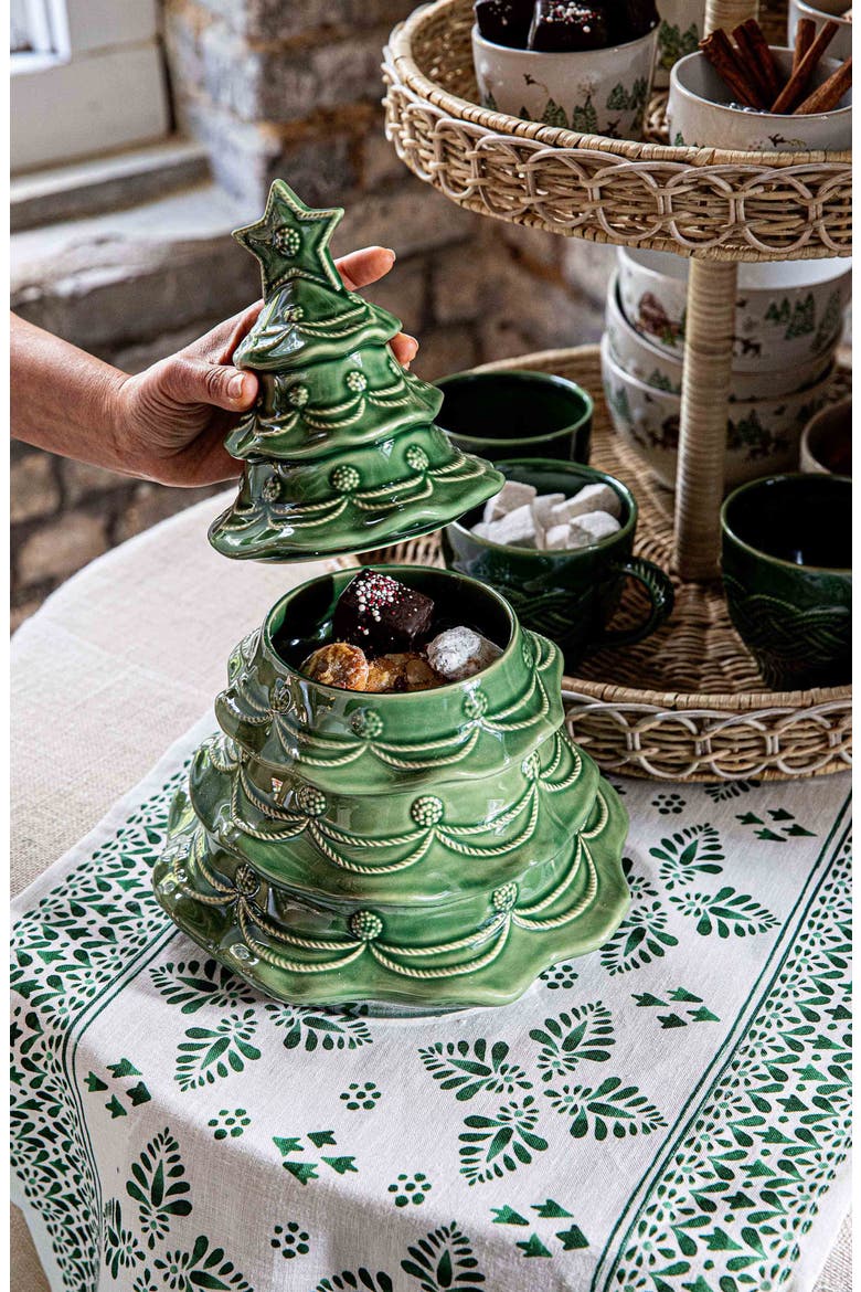 Berry & Thread Christmas Tree Cookie Jar, Alternate, color, BASIL