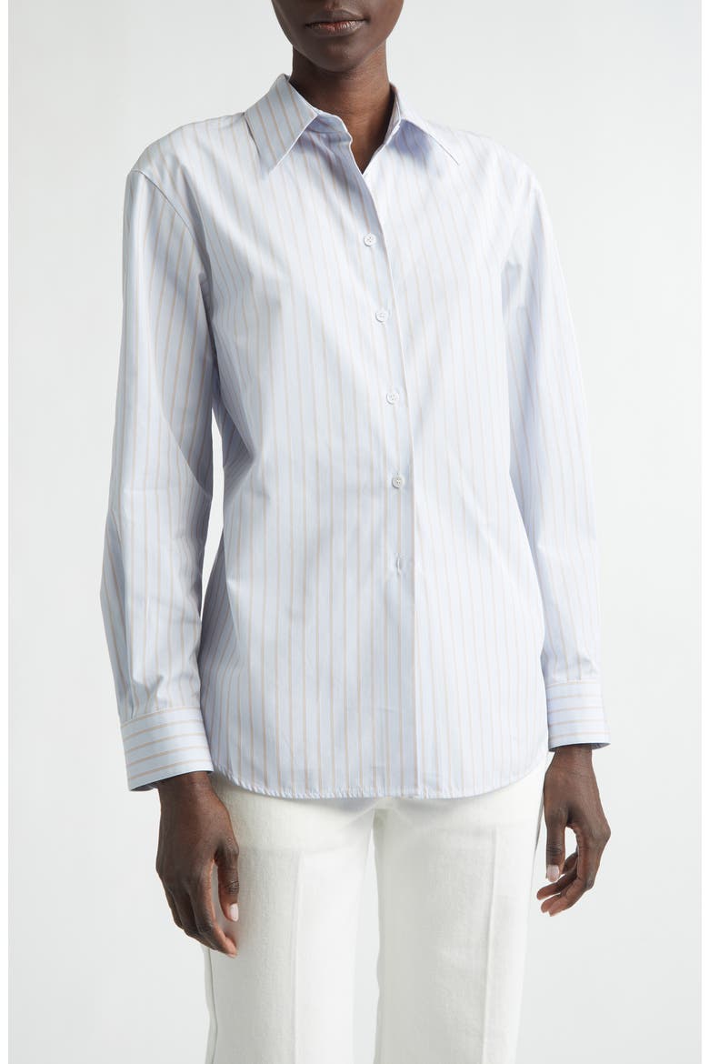 Aurora Stripe Cotton Tailored Shirt, Main, color, GLACIER BLUE MULTI