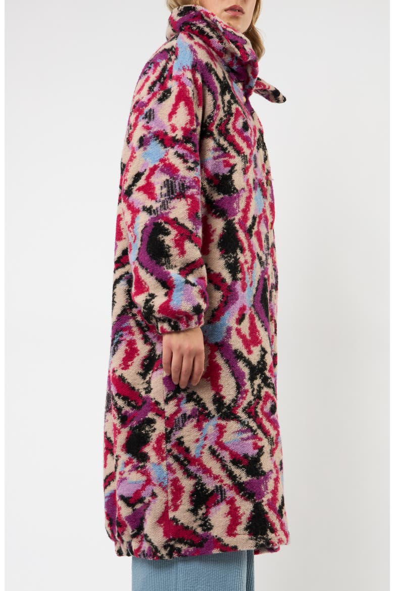 The Aurora Abstract Print Wool Blend Coat, Alternate, color, PINK
