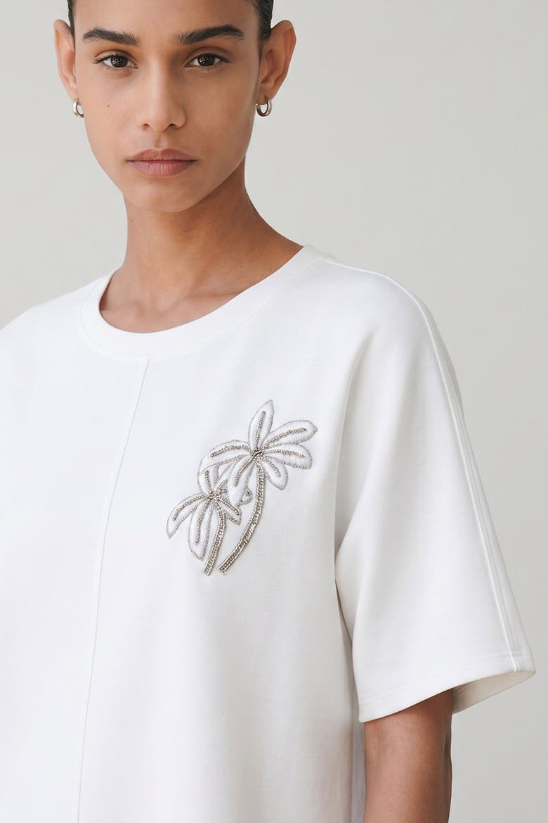 Christien Embroidered Knit Blouse, Alternate, color, Ecru