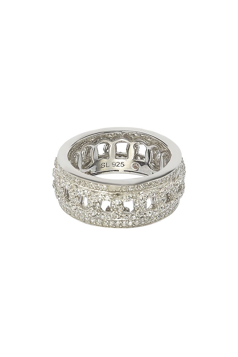 Sterling Silver Cutout CZ Band, Alternate, color, WHITE