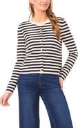 Halogen® Stripe Crewneck Cardigan