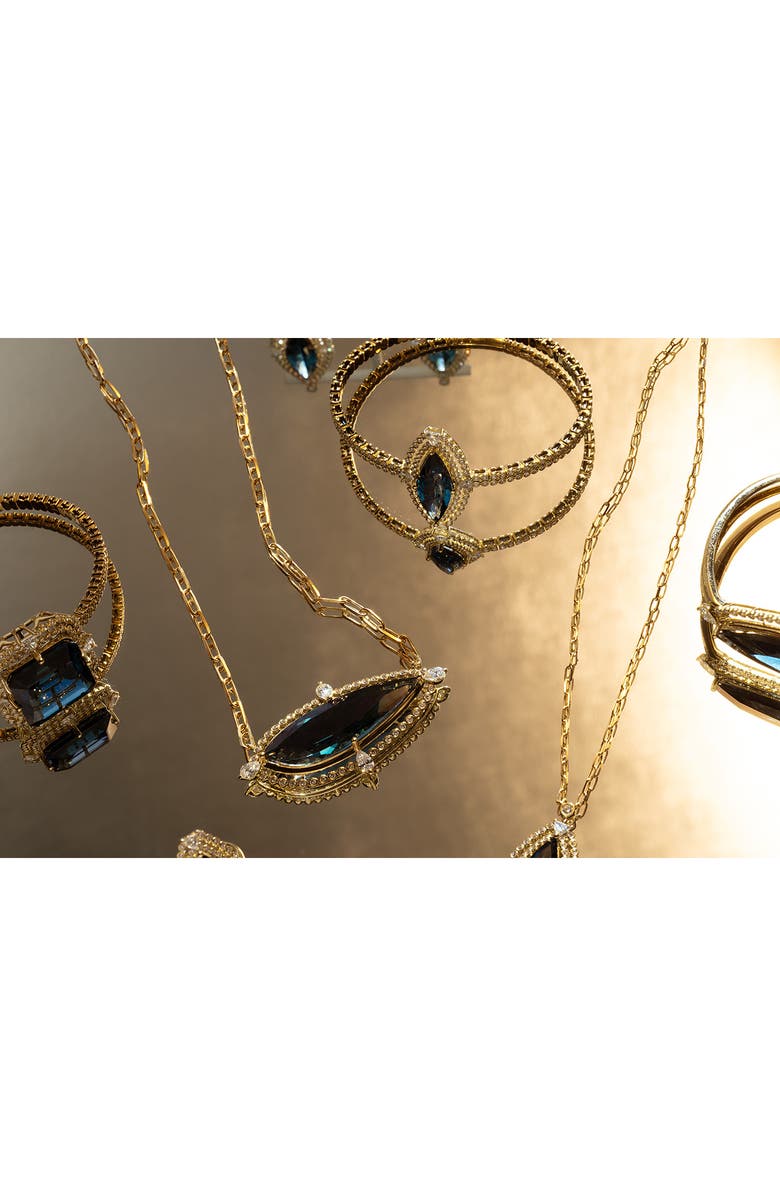 Bony Levy Iris London Blue Topaz & Diamond 18K Gold Bangle Bracelet, Alternate, color, 18K Yellow Gold/ Blue Topaz