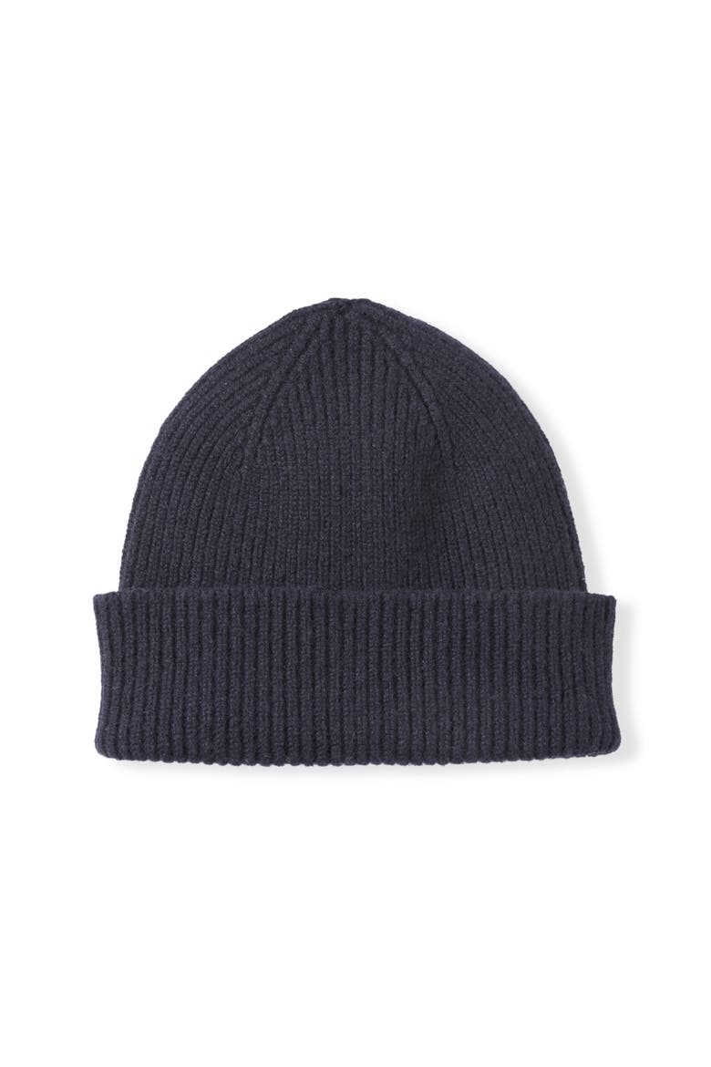 British Lambs Minimal Rib Beanie, Main, color, NAVY