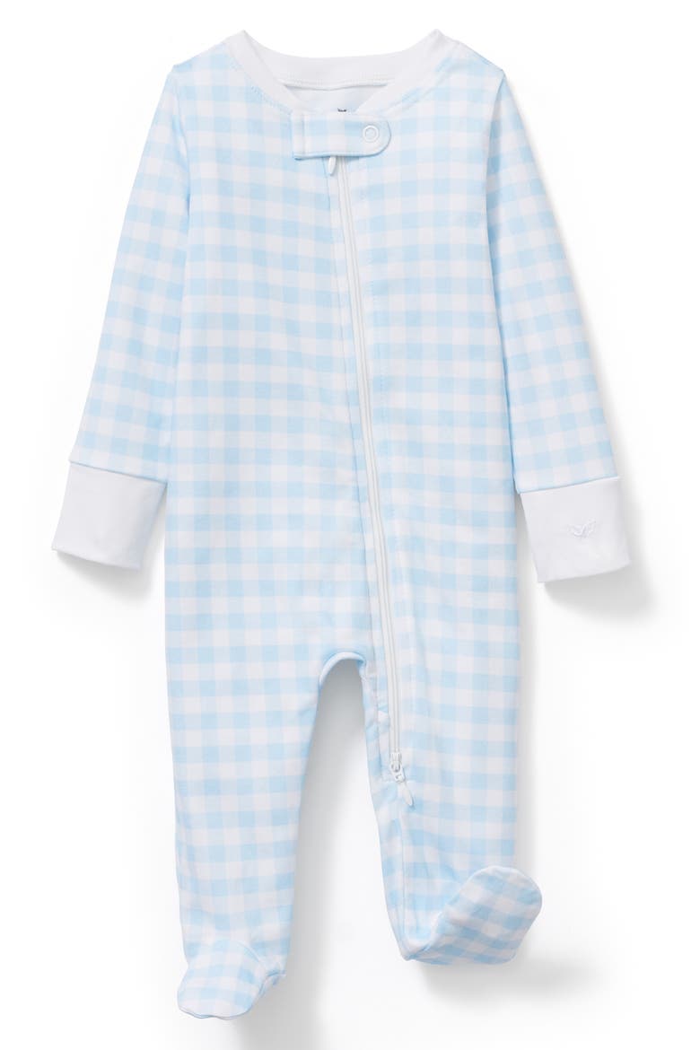 Gingham Pima Cotton Footie Romper, Main, color, BLUE