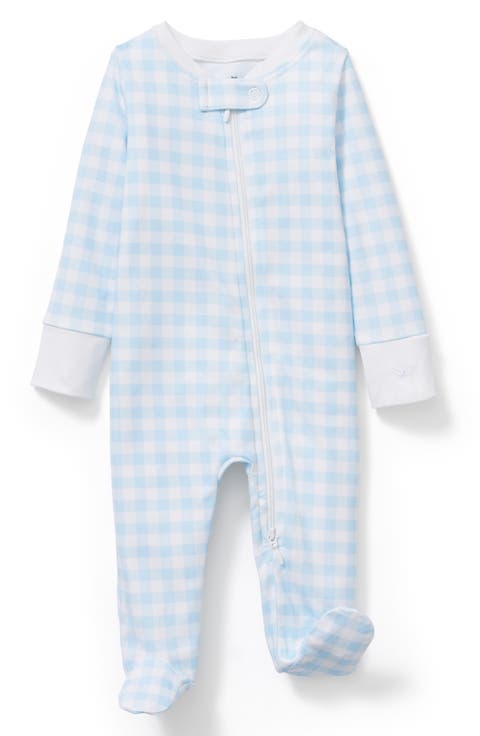 Gingham Pima Cotton Footie Romper