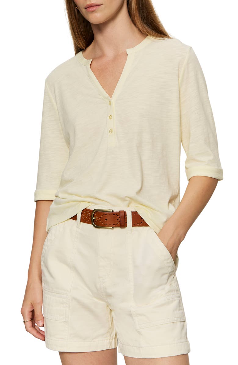 Sanctuary Rolled Sleeve V-Neck T-Shirt, Main, color, Lemon Drop Yellow