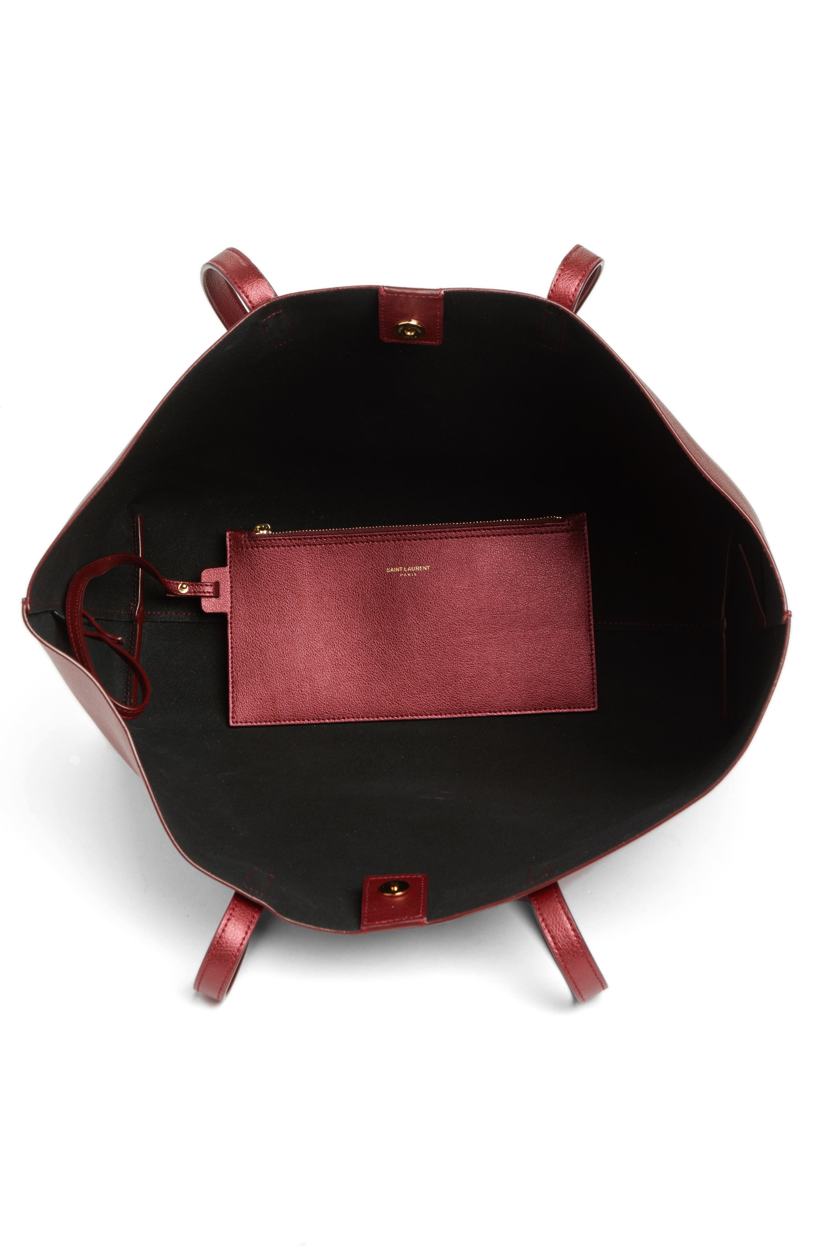 Saint Laurent East/West Leather Tote with Zip Pouch, Alternate, color, 