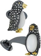 Jan Leslie Penguin Marcasite, Mother of Pearl Sterling Cufflinks