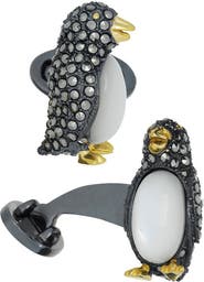 Jan Leslie Penguin Marcasite, Mother of Pearl Sterling Cufflinks