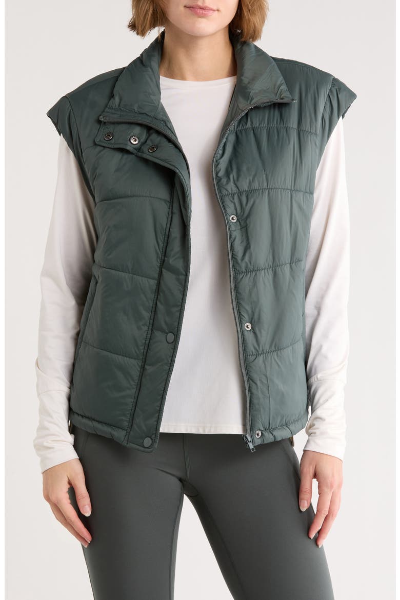 Channel Quilted Puffer Vest, Main, color, GREEN URBAN