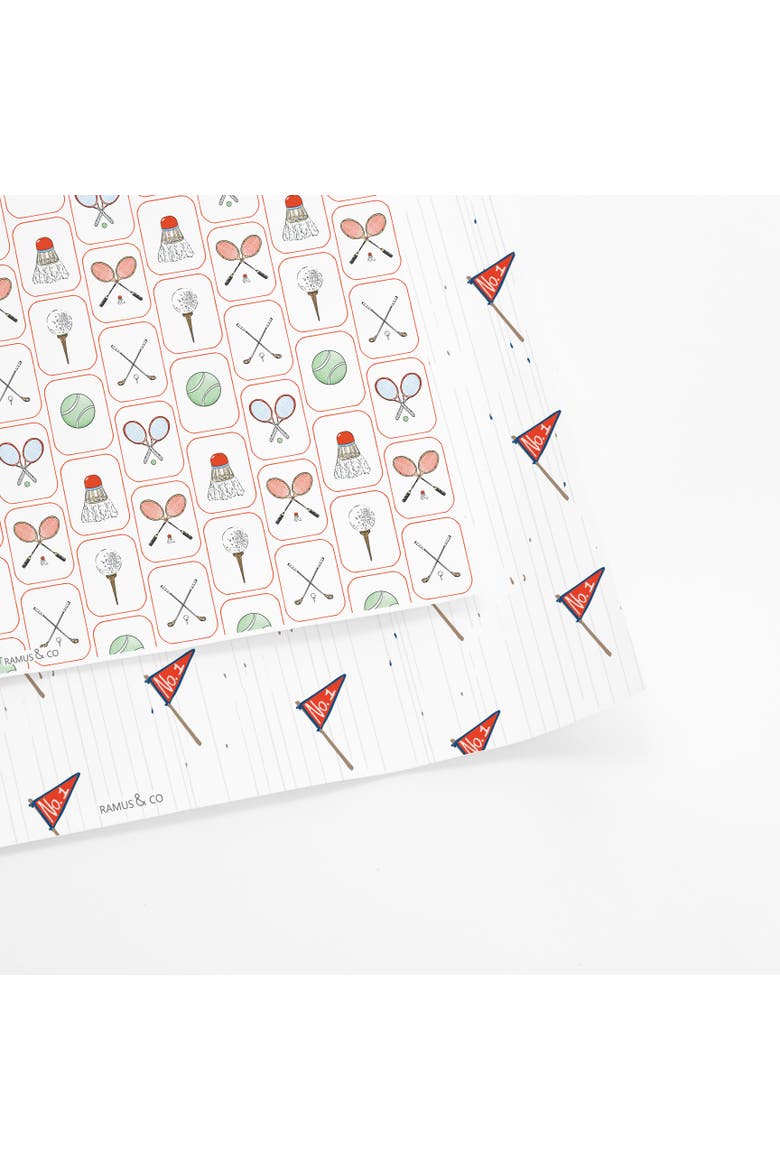 Eight Sheets Two-Sided "Club Life" & "Sails Up" Heavyweight Gift Wrap, Alternate, color, Multicolored
