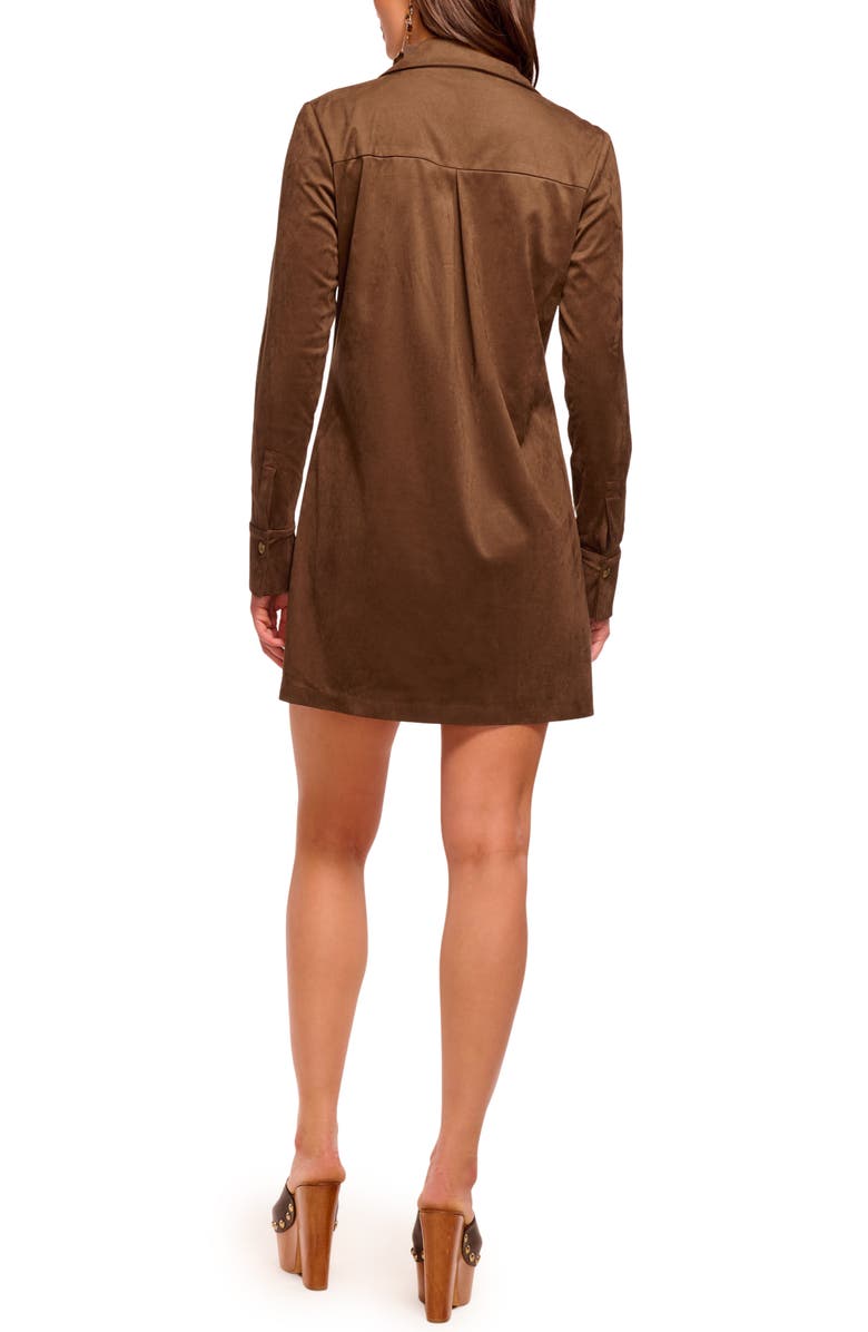 Ramy Brook Maria Long Sleeve Faux Suede Shirtdress, Alternate, color, Coffee