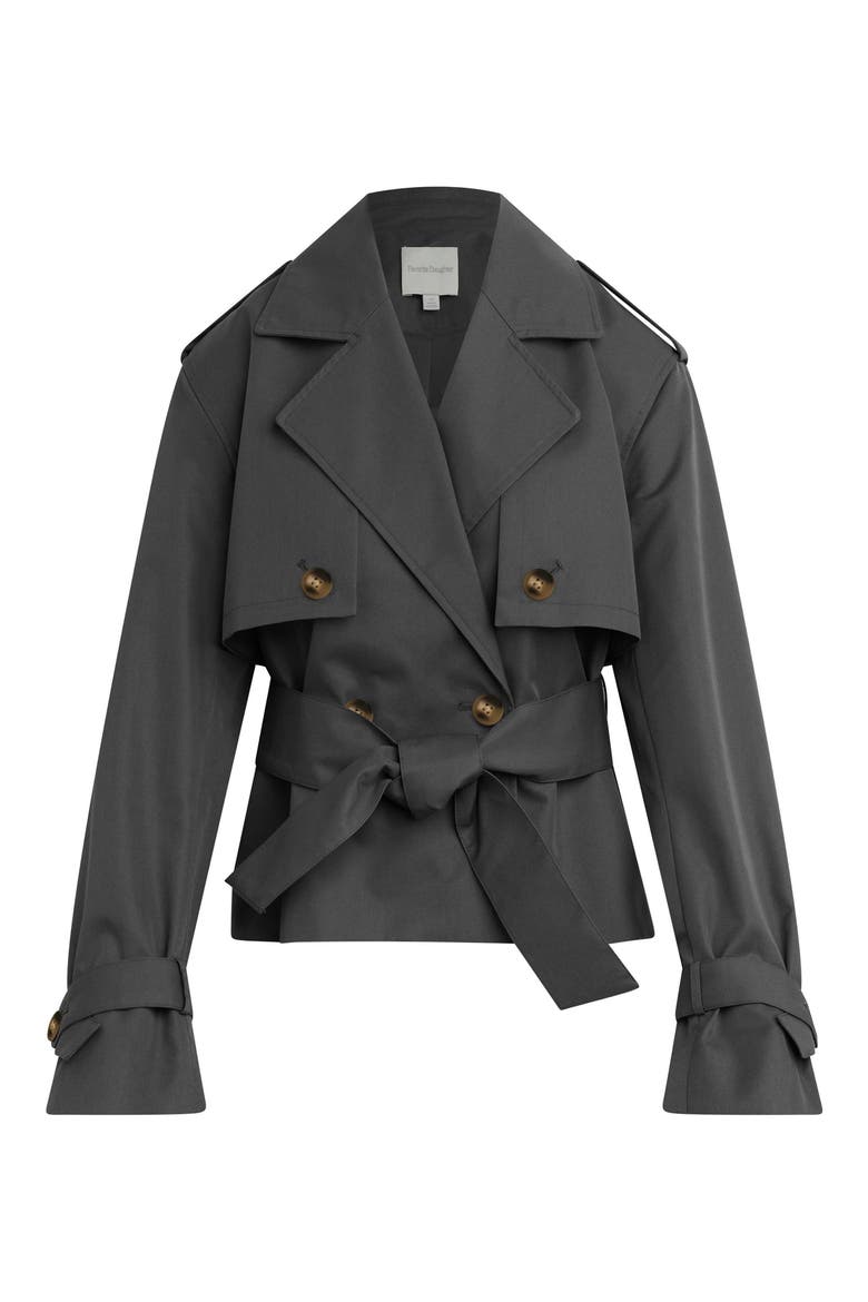 The Cropped Charles Trench Coat, Alternate, color, DARK CHARCOAL