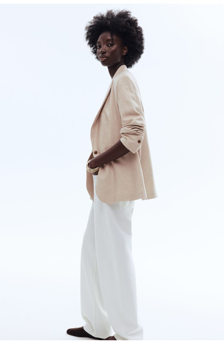H&M Linen-blend Blazer, Alternate, color, Light Beige