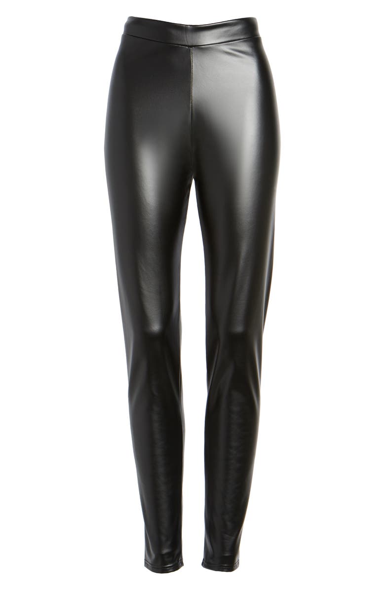 Oroblu Plush Lined Faux Leather Leggings, Alternate, color, 