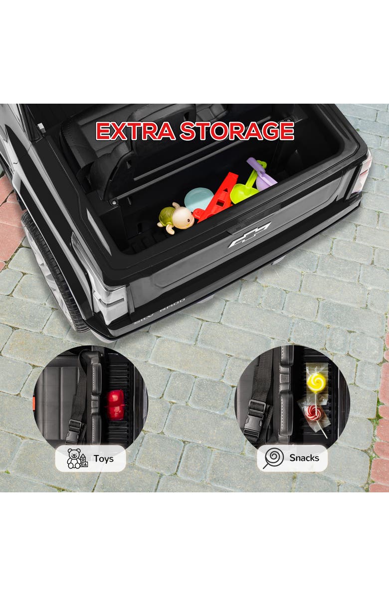 Qaba Chevrolet Silverado EV RST 12V Kids Electric Car w/ Remote, Alternate, color, Black