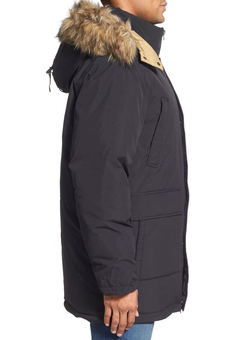 'Iceberg' Water Resistant Down Parka with Faux Fur Trim, Alternate, color, BLACK