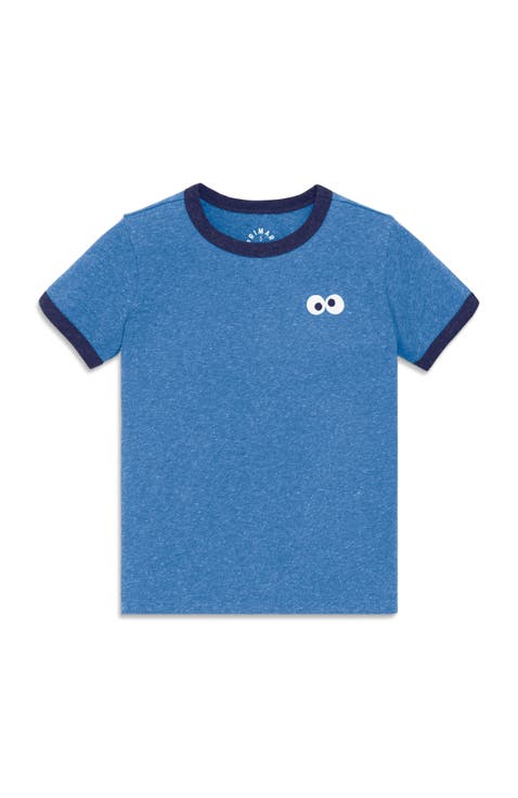 Kids Sesame Street Embroidered Ringer Tee (Toddler, Little Kid, Big Kid)