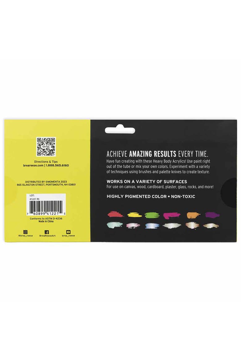 Professional Heavy Body Acrylic Paint Set 12 Tubes, Alternate, color, Multicolored