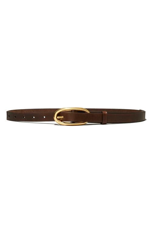 Tory Burch Large Pierced Leather Buckle Belt In Brown