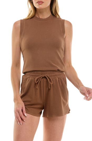 Urban Social Rib Tank Top In Brown