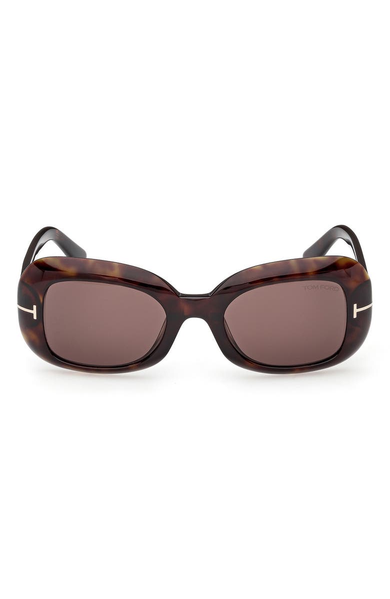 TOM FORD 51mm Rectangle Sunglasses, Main, color, Dark Havana / Brown