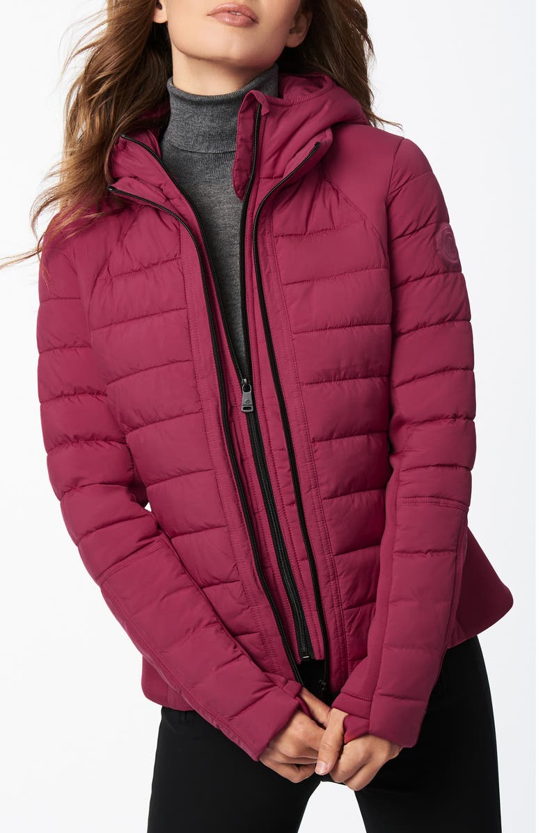 Bernardo Hooded Quilted Water Repellent Jacket, Alternate, color, Rosewood