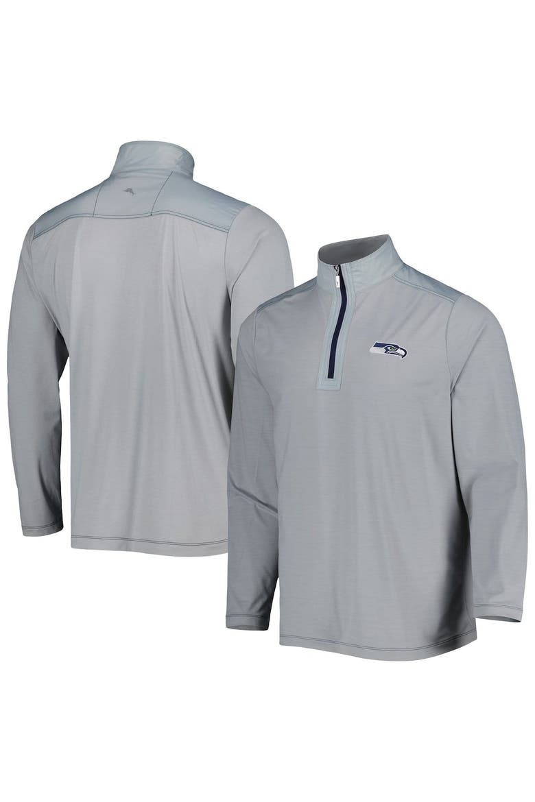 Men's Tommy Bahama Gray Seattle Seahawks On Deck IslandZone Half-Zip Jacket, Alternate, color, Gray