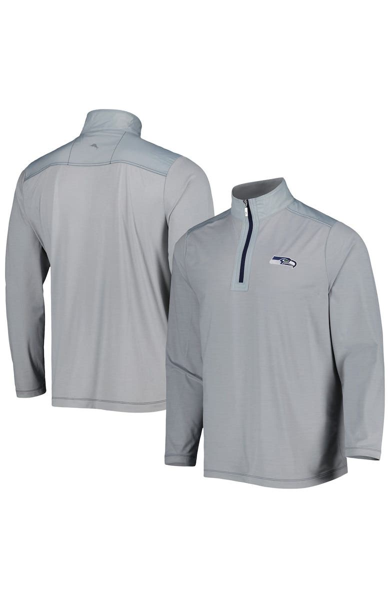 Tommy Bahama Men's Tommy Bahama Gray Seattle Seahawks On Deck IslandZone Half-Zip Jacket, Alternate, color,