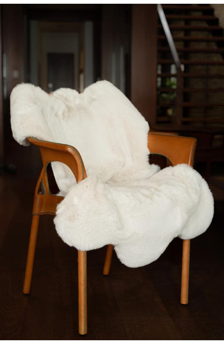 Sea to Me Saratoga Sheepskin Faux Fur Throw, Main, color, Ivory