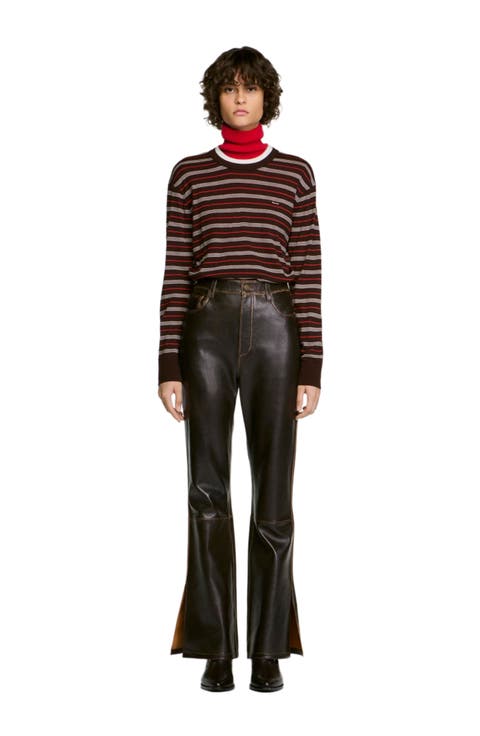 Distressed leather trousers