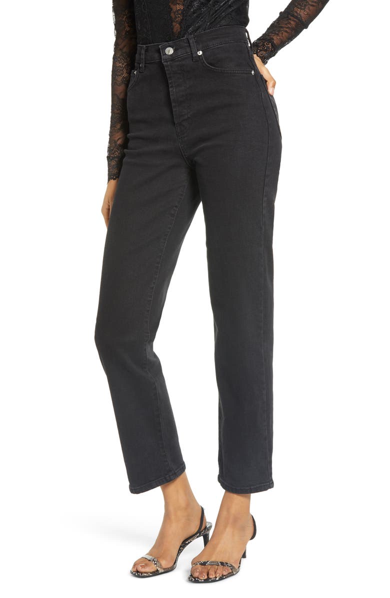 NA-KD High Waist Straight Leg Jeans, Main, color, 