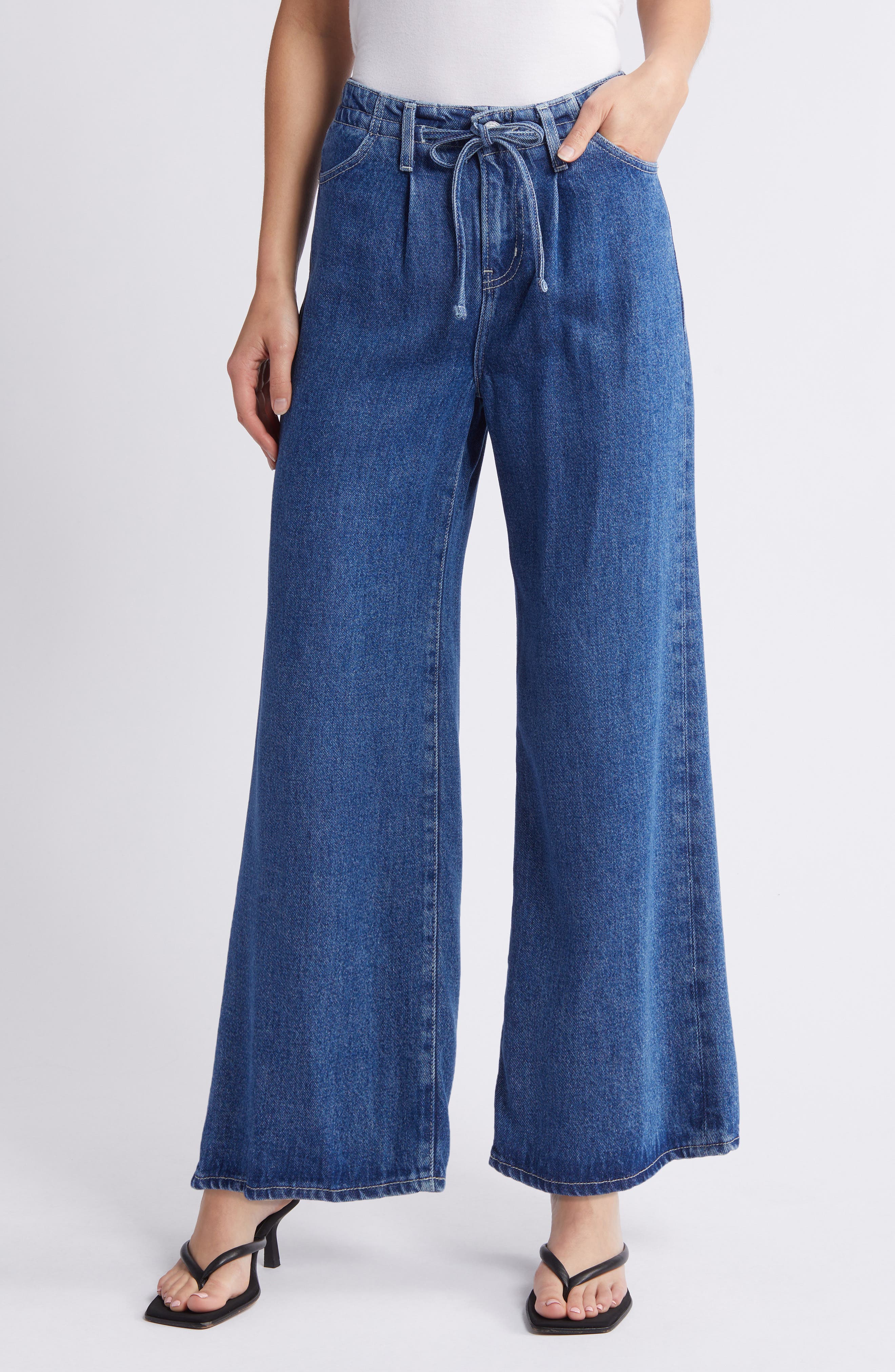 FRAME Pixie Drawstring Wide Leg Jeans (Women) | Nordstromrack