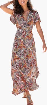 LASCANA Women's Printed Side Slit Maxi Dress
